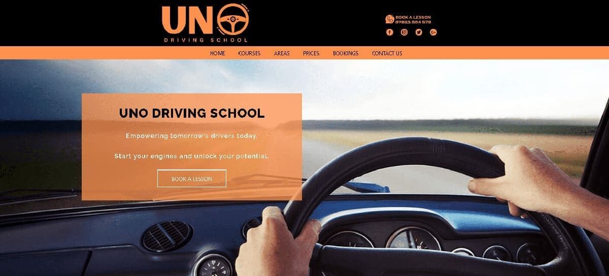 uno driving school snapshot of website